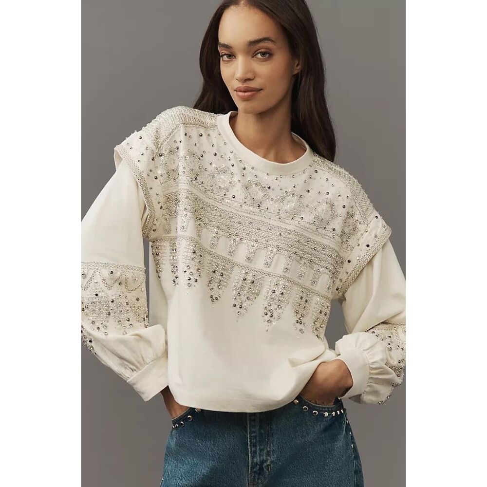 Pilcro / Anthropologie Rhinestone Sweatshirt